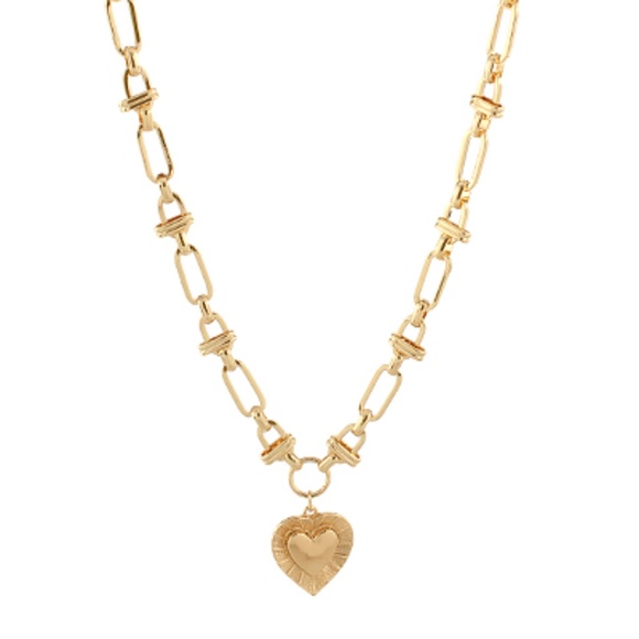 Textured Heart Pendant Toggle Necklace - Picture 1 of 2